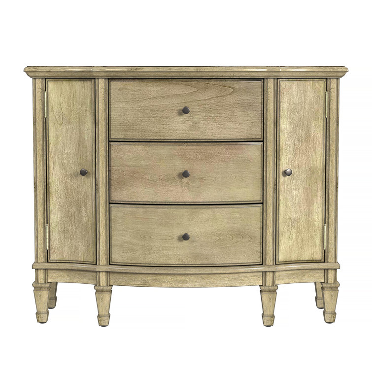 Antique Beige 3-Drawer 2-Door Traditional Accent Cabinet