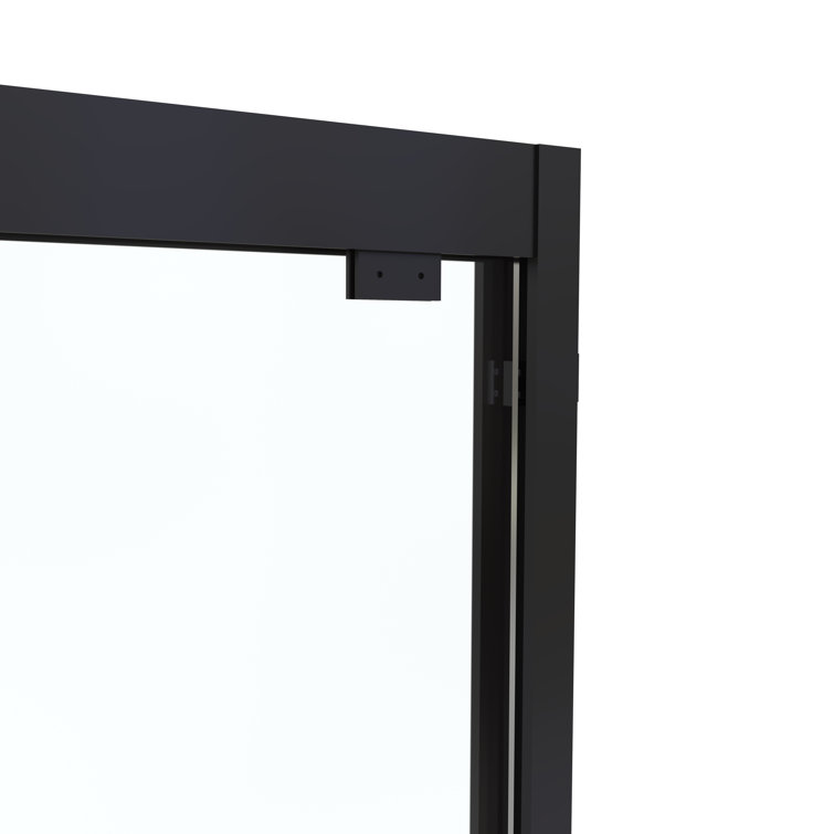 60" Matte Black Semi-Frameless Sliding Shower Door with Clear Glass
