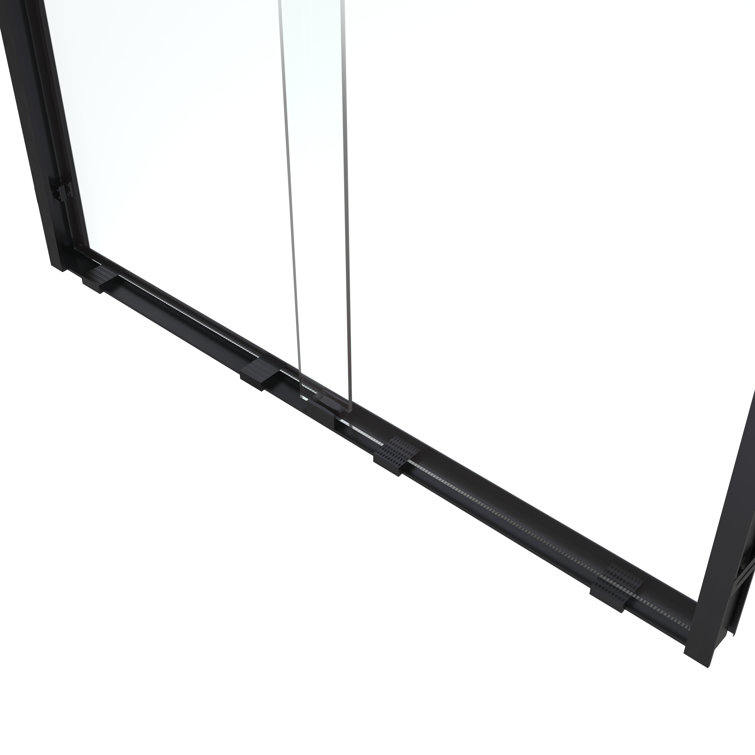 60" Matte Black Semi-Frameless Sliding Shower Door with Clear Glass