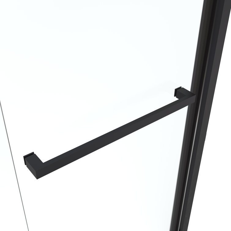 60" Matte Black Semi-Frameless Sliding Shower Door with Clear Glass