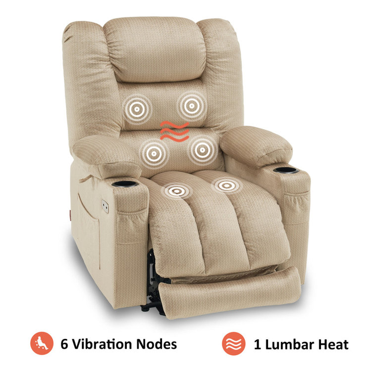 Beige Power Recliner with Heat, Massage, and USB Ports
