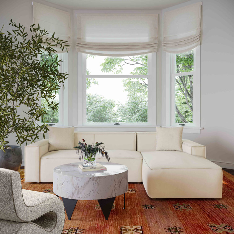 Elise Cream Velvet Right Hand Facing Sectional Sofa