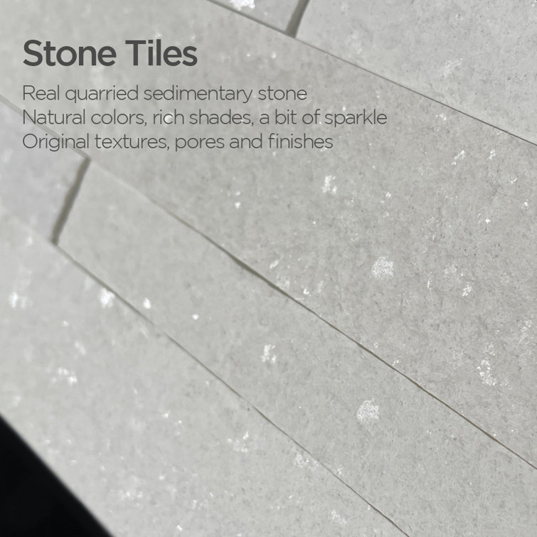24" x 6" Crystal Warm White Stone Peel & Stick Tile