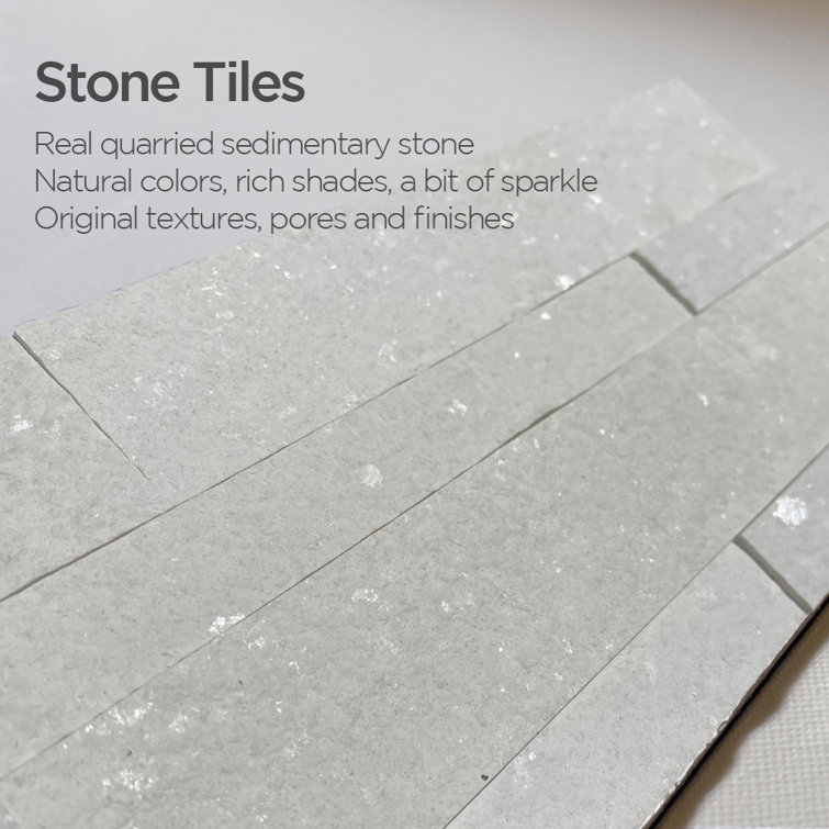 24" x 6" Crystal Warm White Stone Peel & Stick Tile
