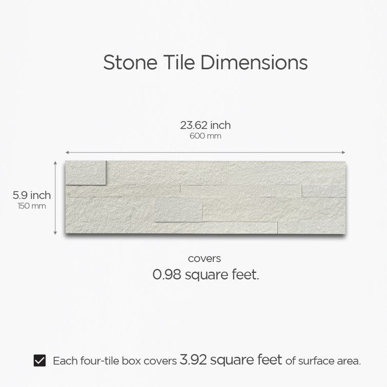 24" x 6" Crystal Warm White Stone Peel & Stick Tile