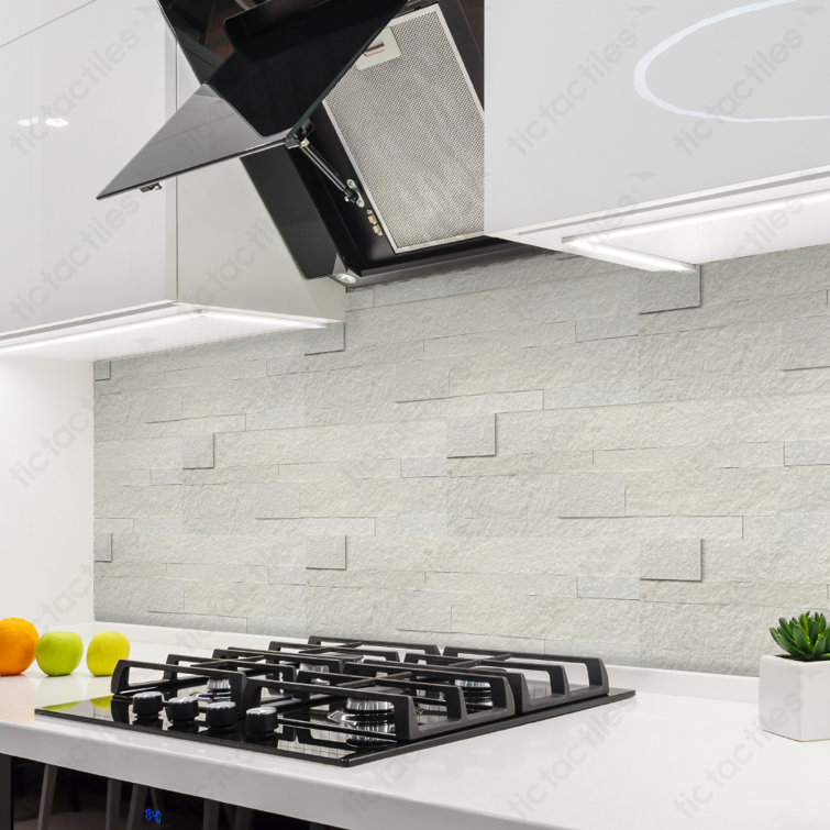 24" x 6" Crystal Warm White Stone Peel & Stick Tile