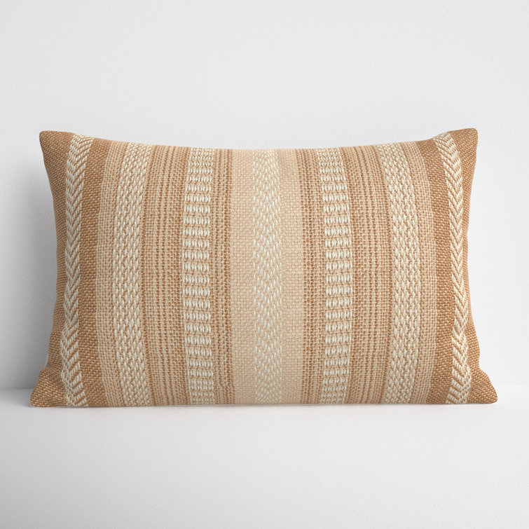 Taupe and Beige Embroidered Rectangular Lumbar Pillow