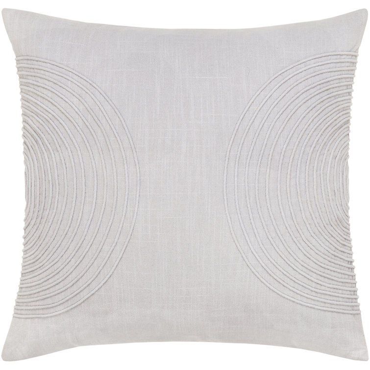 Gray Embroidered Cotton Square Throw Pillow 18" x 18"