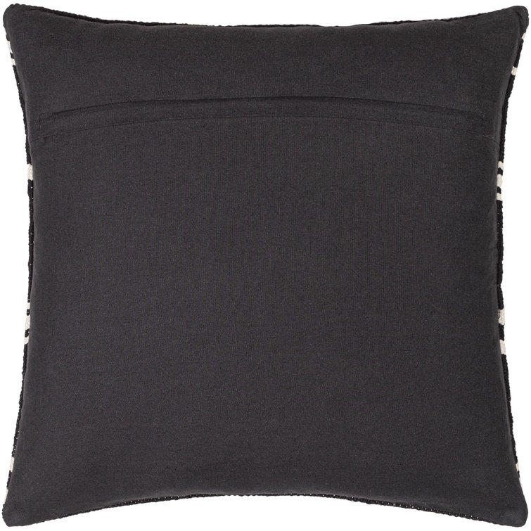 Black and White Cotton Square Throw Pillow with Zipper