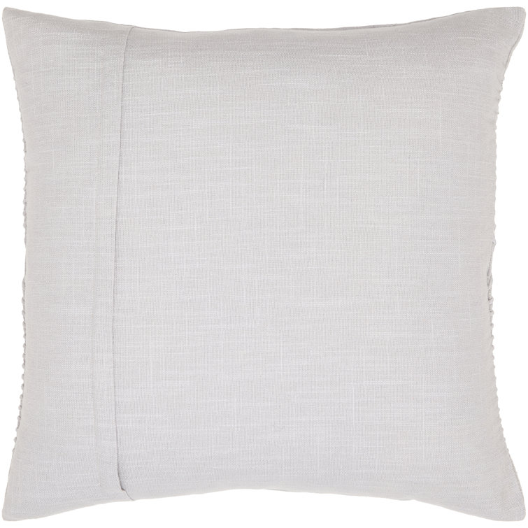 Gray Embroidered Cotton Square Throw Pillow 18" x 18"