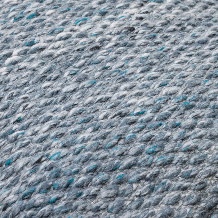 Blue Handwoven Polyester Square Throw Pillow with Down Insert
