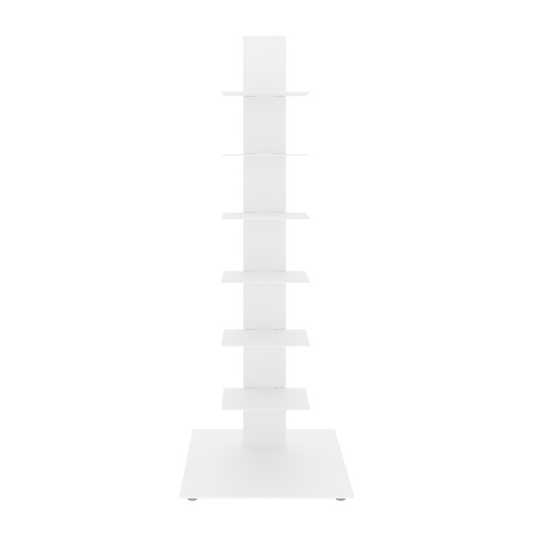 White Steel 6-Tier Ladder Bookcase