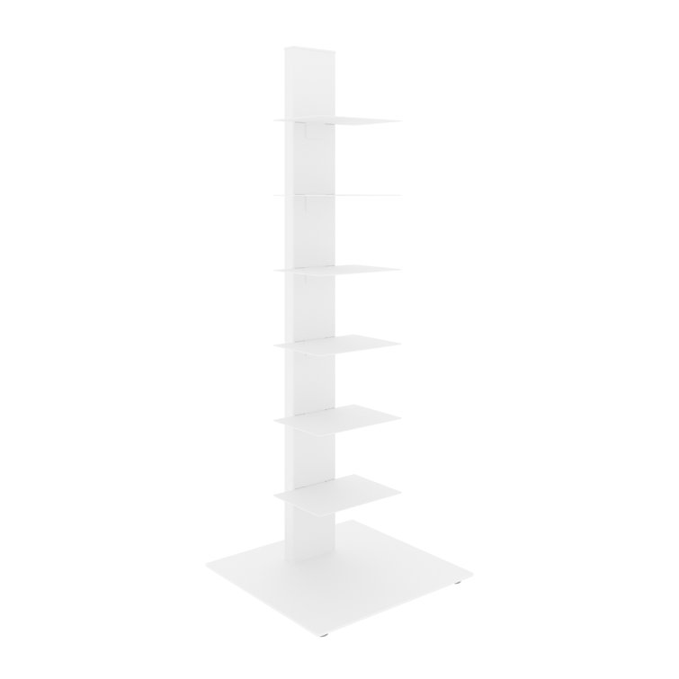 White Steel 6-Tier Ladder Bookcase