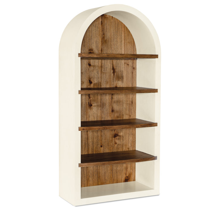 White and Hickory Wood Rustic Etagere Bookcase