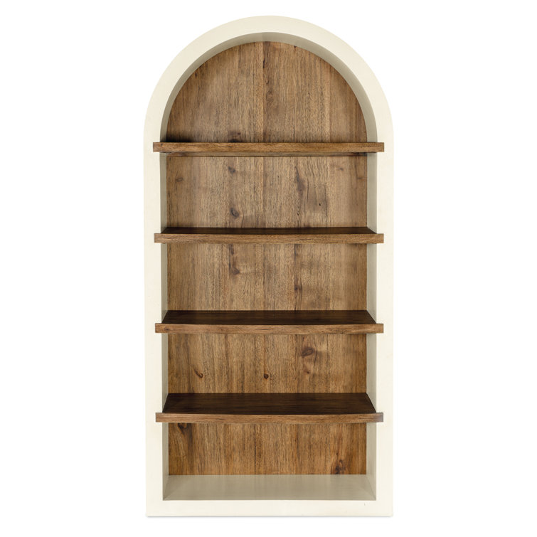 White and Hickory Wood Rustic Etagere Bookcase