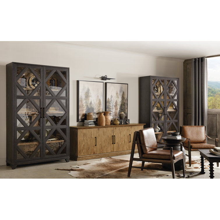 Charred Timber and Glass Lighted Display Cabinet