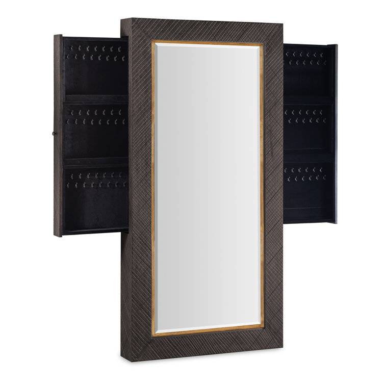 Big Sky Charcoal Wood and Resin Floor Mirror with Jewelry Storage