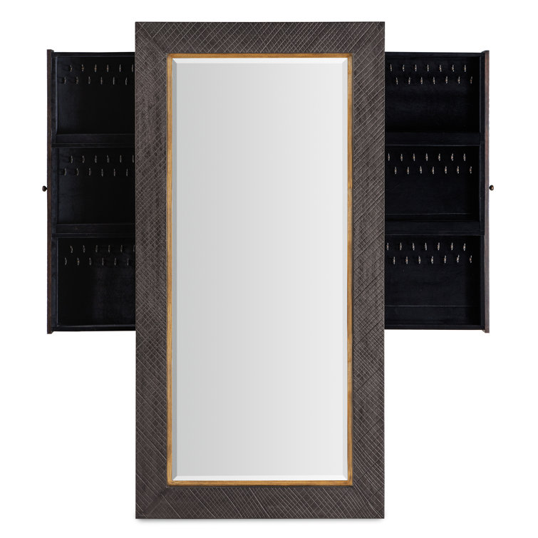 Big Sky Charcoal Wood and Resin Floor Mirror with Jewelry Storage
