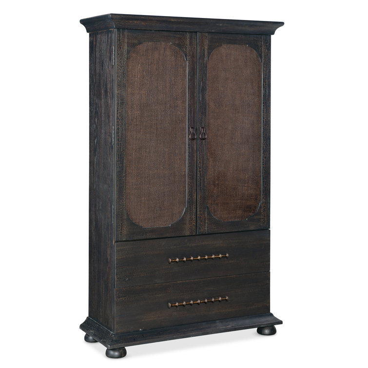 Black Charred Timber Vintage Wardrobe with Burlap Inlay