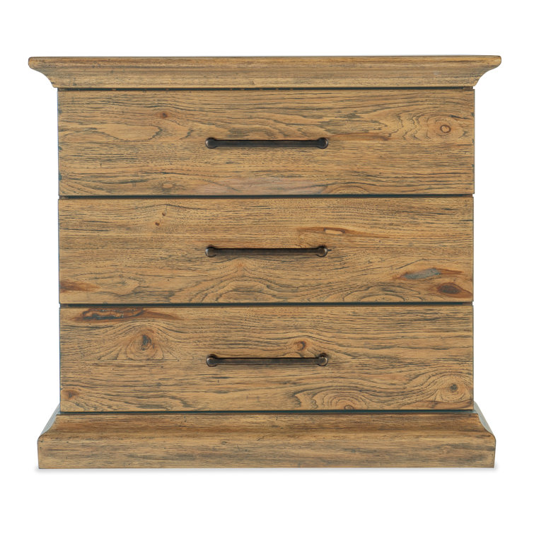 Vintage Natural Pecky Hickory 3-Drawer Nightstand with USB Port