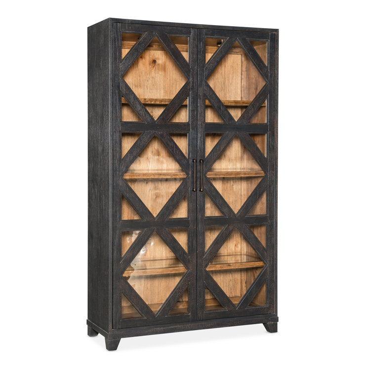 Charred Timber and Glass Lighted Display Cabinet