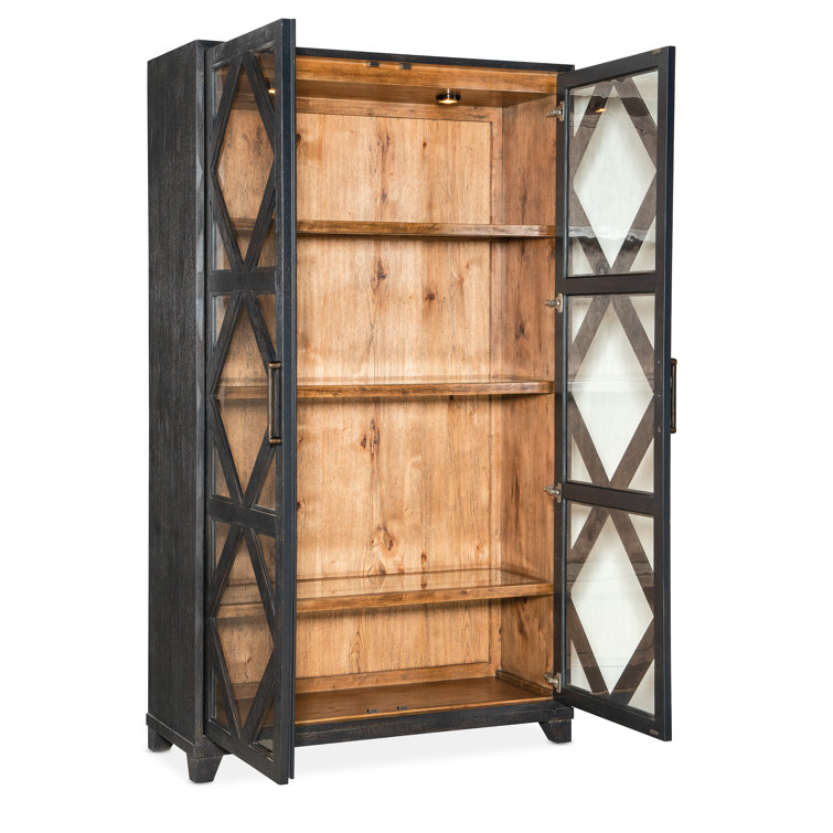Charred Timber and Glass Lighted Display Cabinet