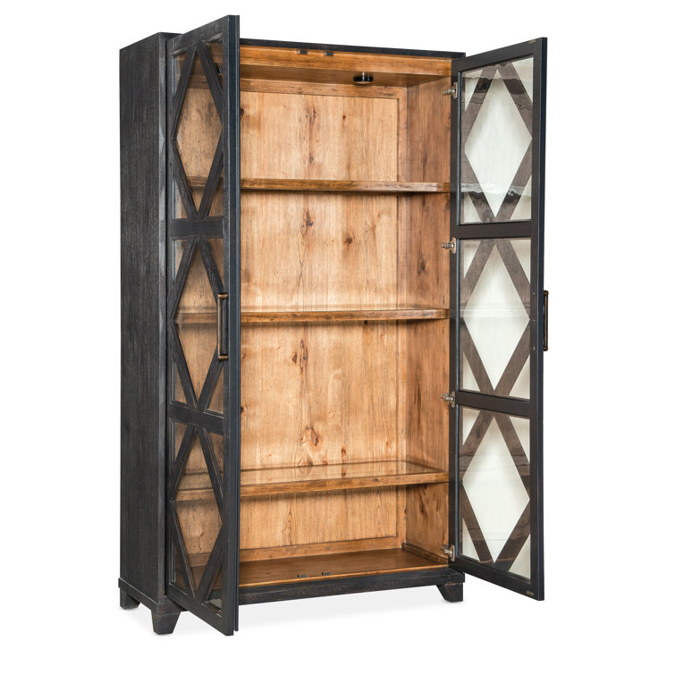 Charred Timber and Glass Lighted Display Cabinet