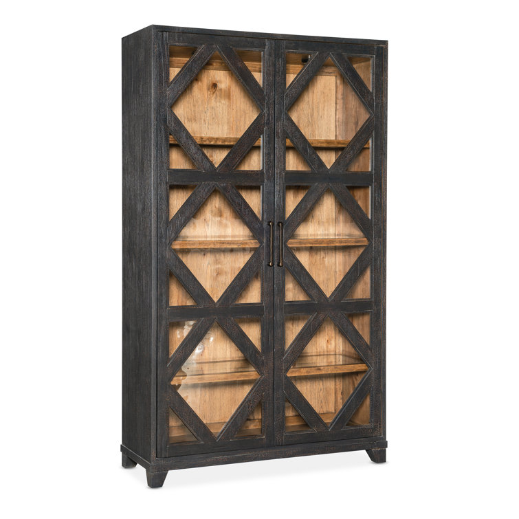 Charred Timber and Glass Lighted Display Cabinet