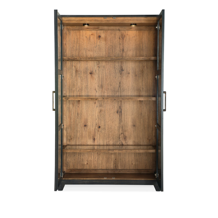 Charred Timber and Glass Lighted Display Cabinet