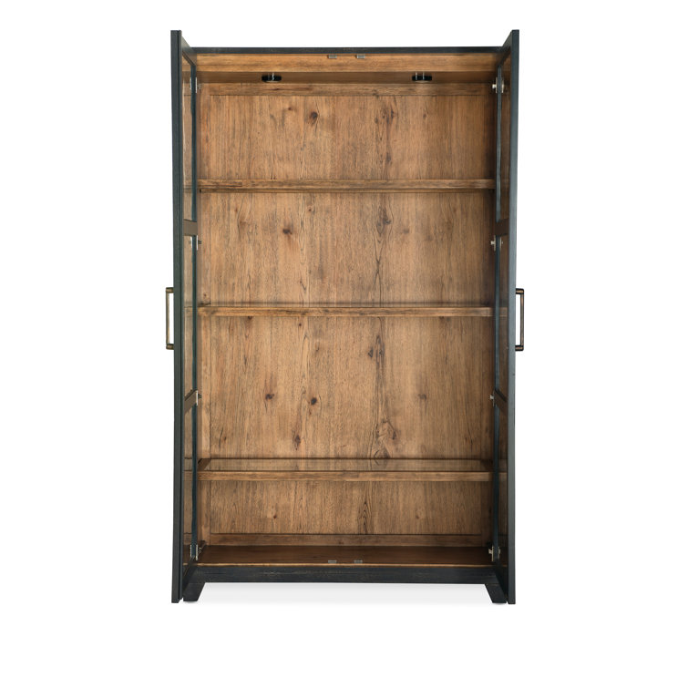 Charred Timber and Glass Lighted Display Cabinet