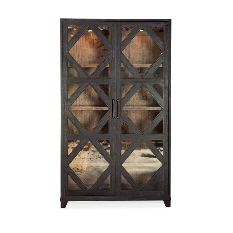 Charred Timber and Glass Lighted Display Cabinet