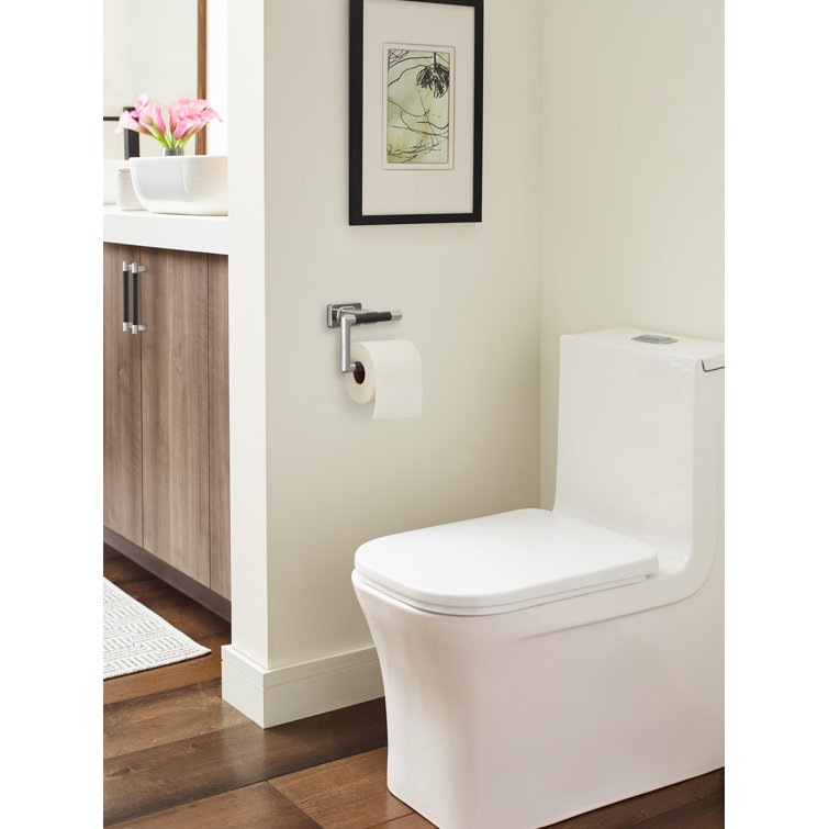 Polished Nickel and Black Bronze Single Post Toilet Paper Holder