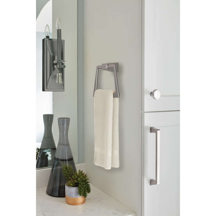 Brushed Nickel 6-13/16 Inch Geometric Wall Mounted Towel Ring