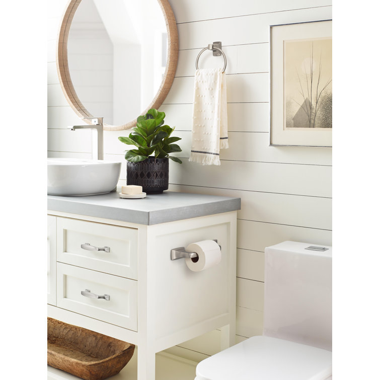 Brushed Nickel Pivoting Double Post Toilet Paper Holder