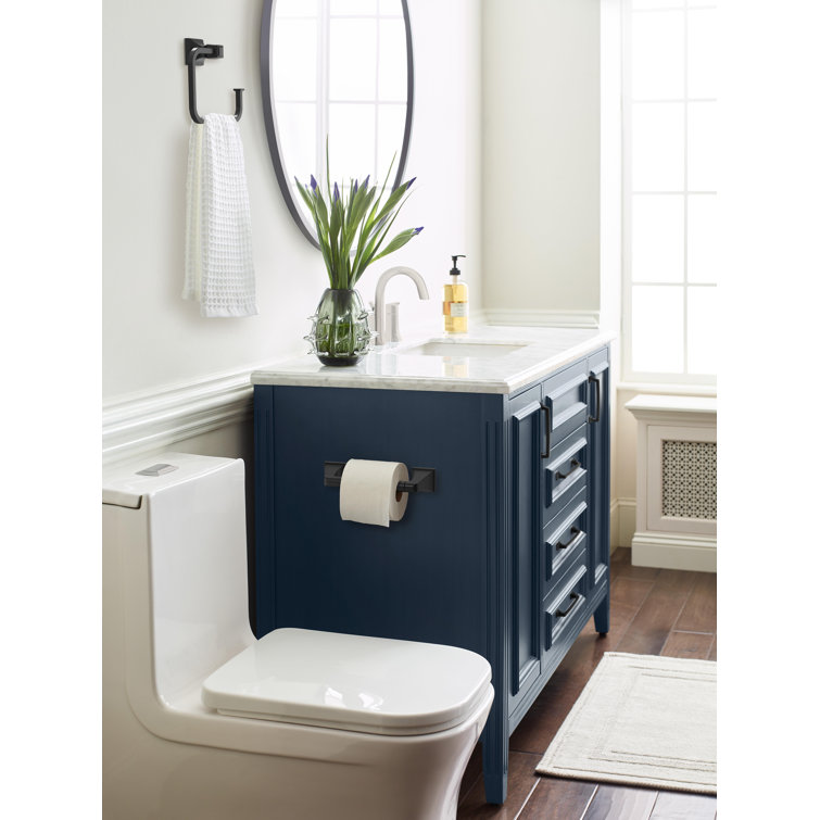 Matte Black Pivoting Double Post Toilet Paper Holder