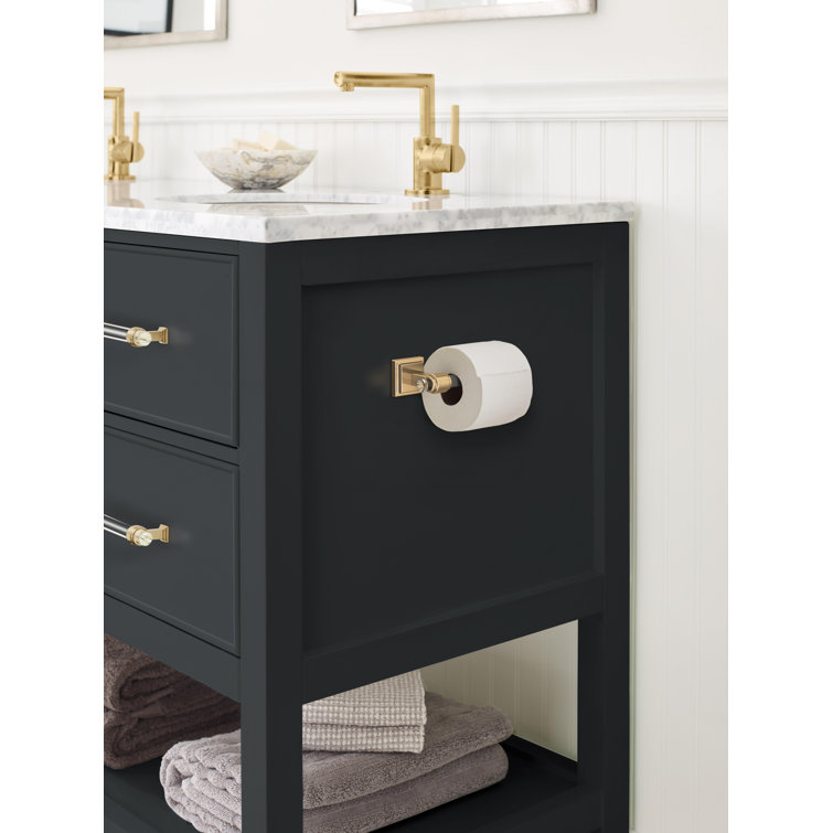 Glacio Clear and Champagne Bronze Single Post Toilet Paper Holder