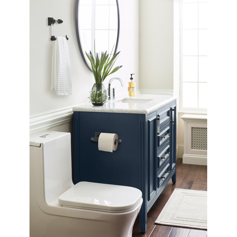 Clear and Matte Black Single Post Toilet Paper Holder