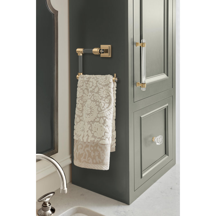 Clear and Champagne Bronze Wall Mounted Towel Ring