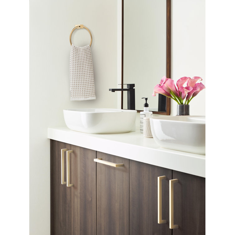 Champagne Bronze Modern Square Wall Mounted Towel Ring