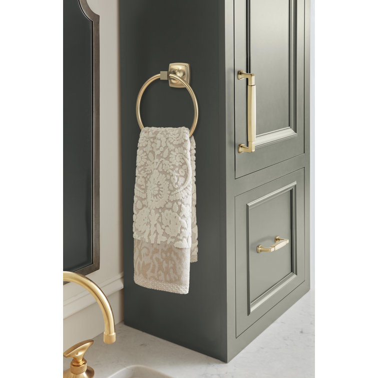 Golden Champagne Wall Mounted Towel Ring with Square Base