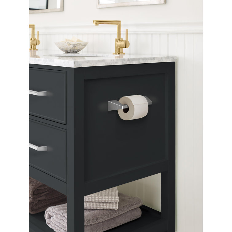 Chrome Geometric Pivoting Double Post Toilet Paper Holder