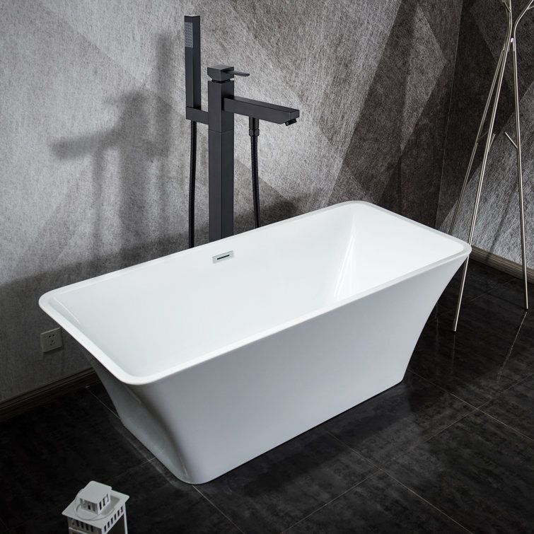 Matte Black Stainless Steel Freestanding Tub Filler with Hand Shower