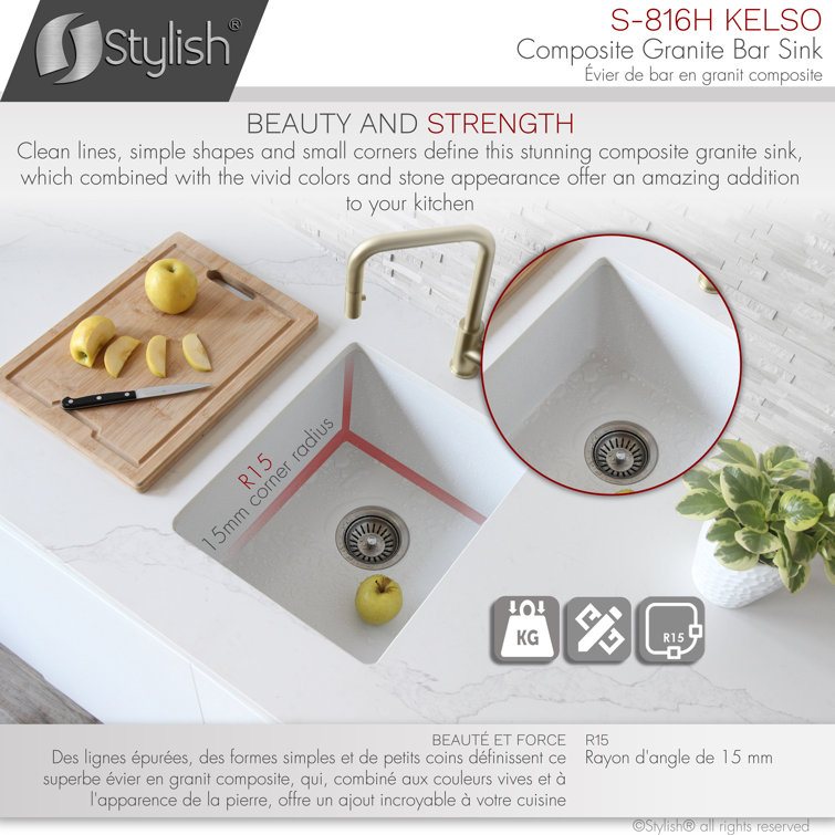 White Composite Granite Single Bowl Drop-in Kitchen Sink