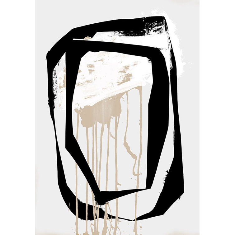 Abstract Black and White Canvas Print with Maple Frame