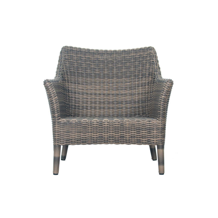 Sea Wattle Brown Wicker Outdoor Lounge Chair with Cushions