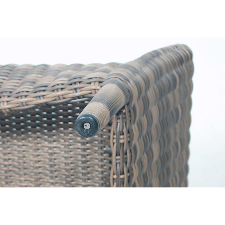 Sea Wattle Brown Wicker Outdoor Lounge Chair with Cushions