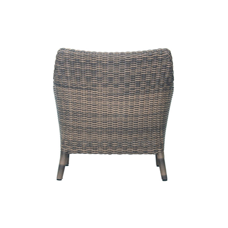 Sea Wattle Brown Wicker Outdoor Lounge Chair with Cushions