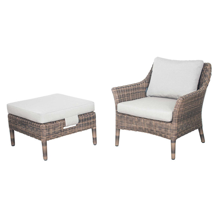 Sea Wattle Brown Wicker Outdoor Lounge Chair with Cushions