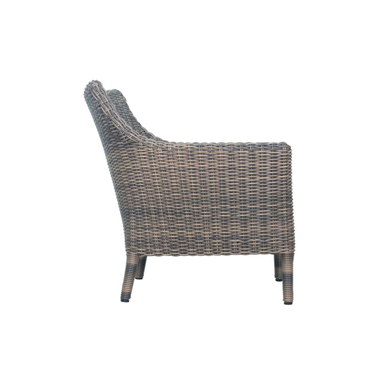 Sea Wattle Brown Wicker Outdoor Lounge Chair with Cushions