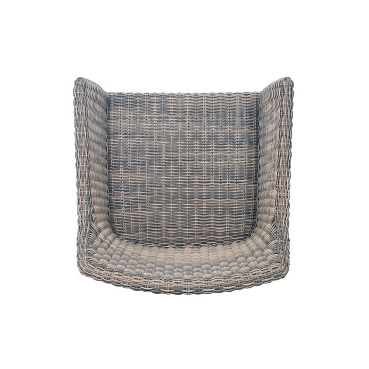 Sea Wattle Brown Wicker Outdoor Lounge Chair with Cushions